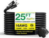 6100572: GOGREEN HEAVY-DUTY OUTDOOR POWER EXTENSION CORD - BLACK - 8' - 15' - 25