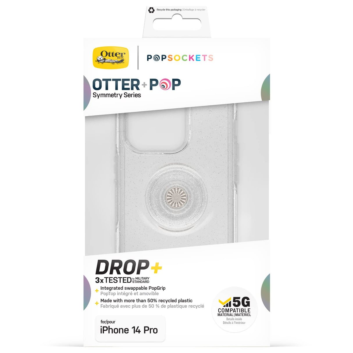 Otterbox - Otter + Pop Symmetry Clear Case With Popgrip For Apple Iphone 14 Pro  - Stardust Pop