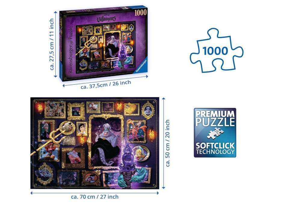 Ravensburger Disney Villainous Ursula Jigsaw Puzzle - 1000 Unique Pieces | Softclick Technology for Perfect Fit | Ideal for Adults and Kids Aged 12+ | FSC Certified Materials