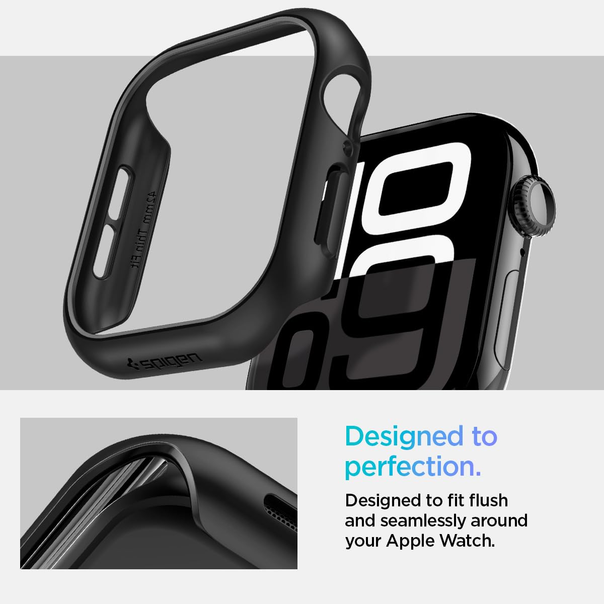 Spigen - Thin Fit Case For Apple Watch Series 10 42mm - Black