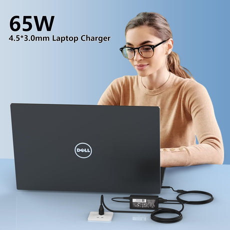 65W Laptop Charger for Dell inspiron 13 14 15 17 3000 5000 7000 Series 3565 3567 3576 5558 5755 7212 7506 2in1 5555 5559 0G6J41 0MGJN9 19.5V 3.34A Tip 4.5mm Power Adapter (65W)