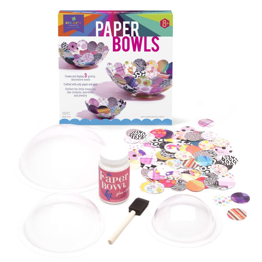 Craft-tastic Paper Bowls — DIY Bowl-Making Paper Craft Kit — Makes 3 Different Sizes — For Kids Ages 8+