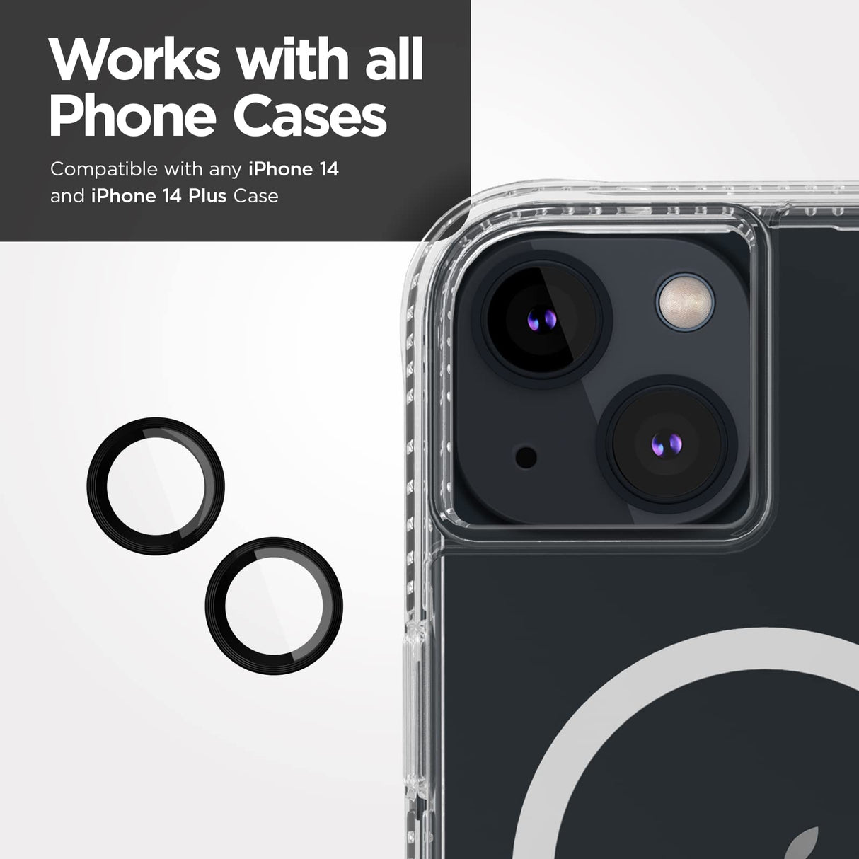 Case-mate - Aluminum Ring Hd Camera Lens Glass Protector For Apple Iphone 14 / 14 Plus - Black