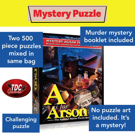 Wood Expressions - A is for Arson Alphabet Mystery Jigsaw Puzzles (2) 500 pcs