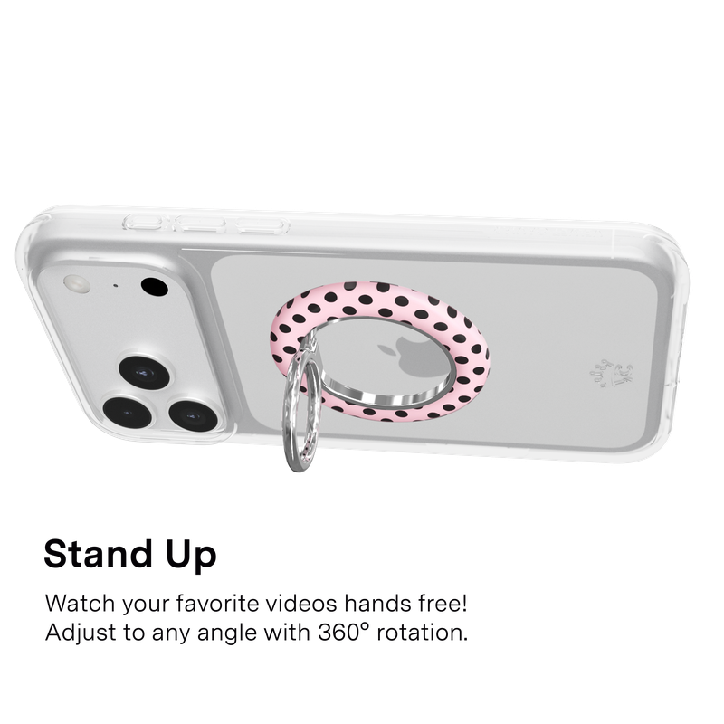 VELVET CAVIAR - Magnetic Phone Ring & Stand - Pink Polka Dot Princess