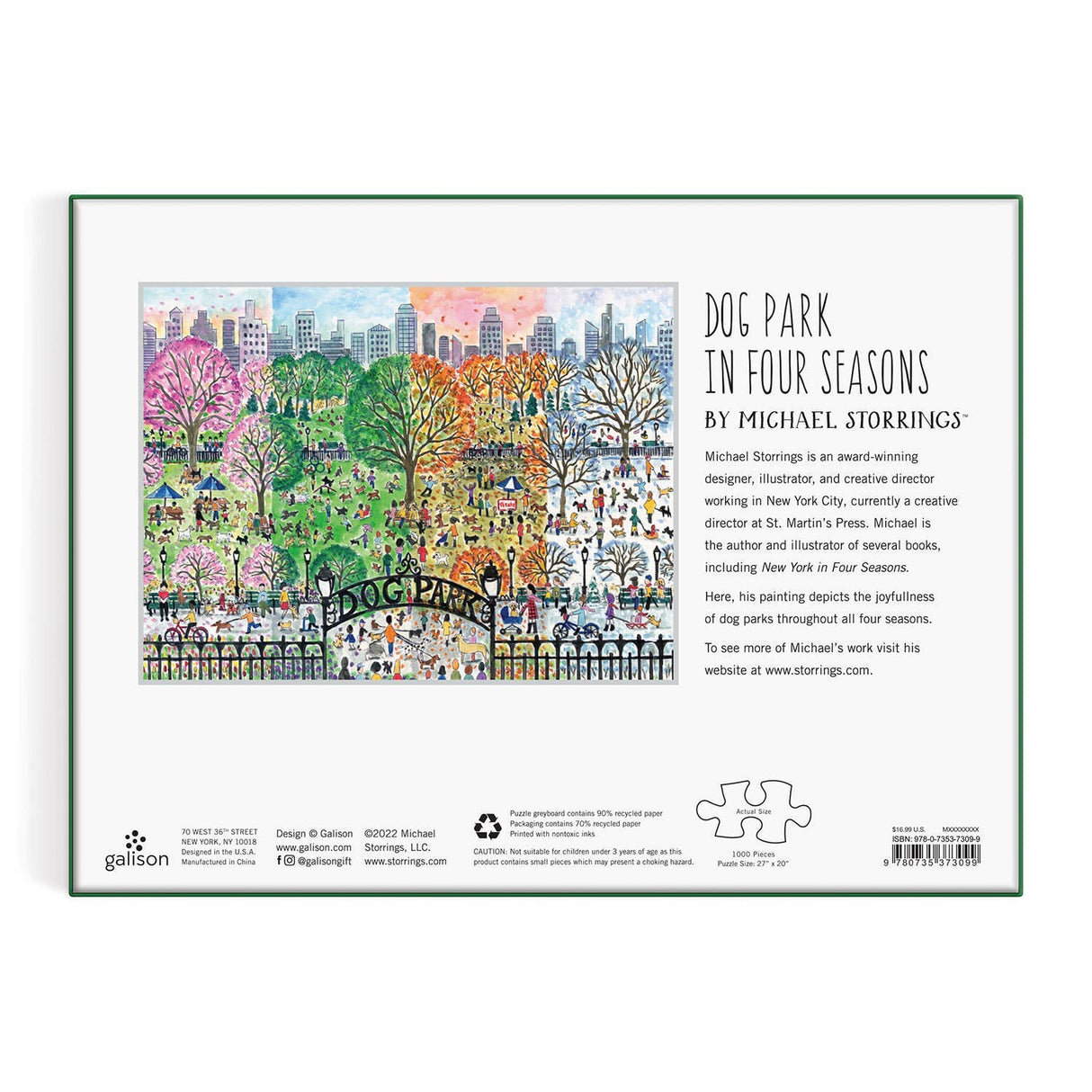 Galison - Michael Storrings Dog Park in Four Seasons 1000 Piece Puzzle