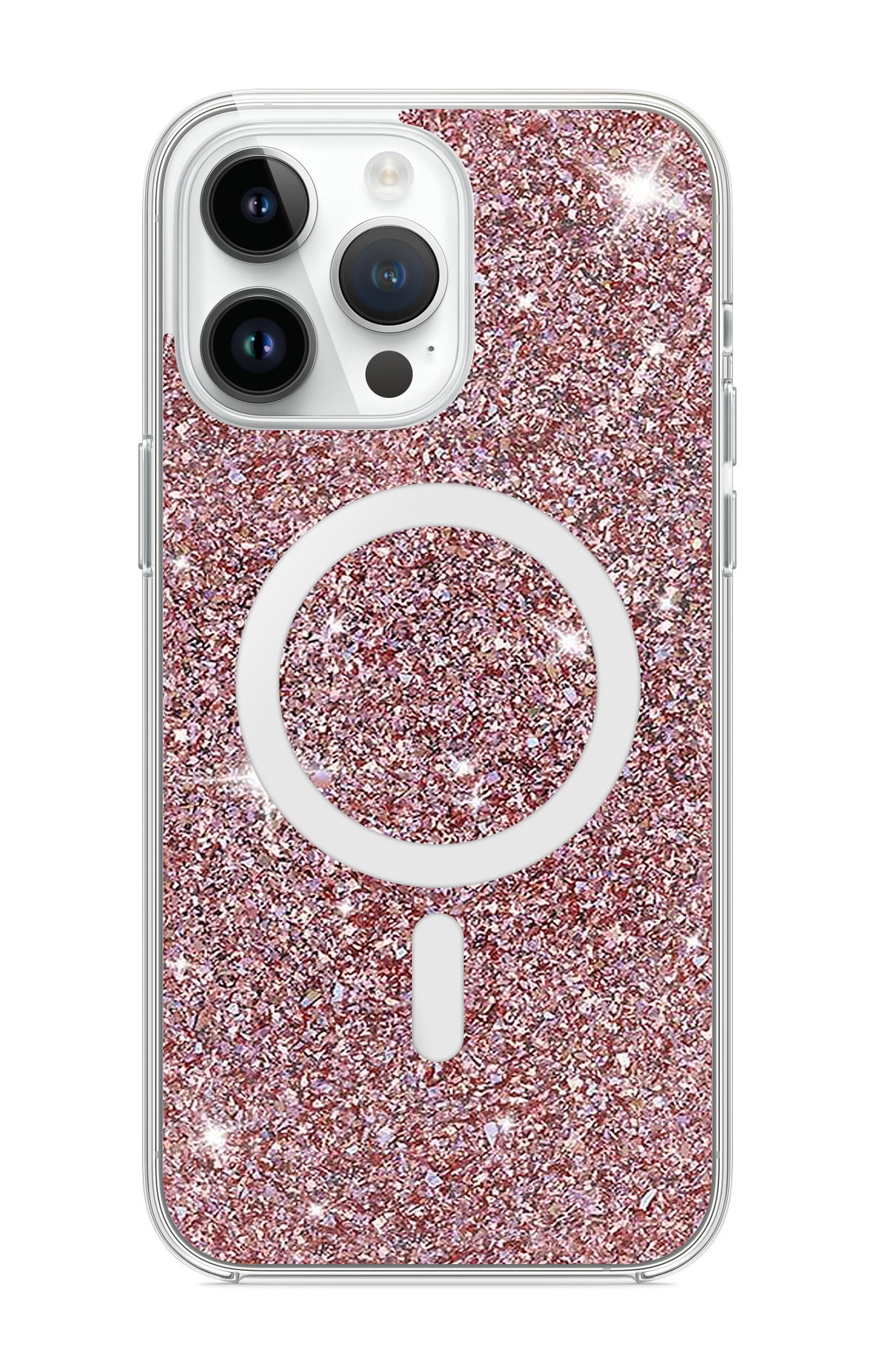 BASE IPHONE 15 PRO(6.1) SPARKLE SERIES - MAGSAFE COMPATIBLE CASE - ROSE GOLD - image 1