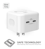 POWERPEAK 35W DUAL USB-C PD WALL POWER ADAPTER - WHITE