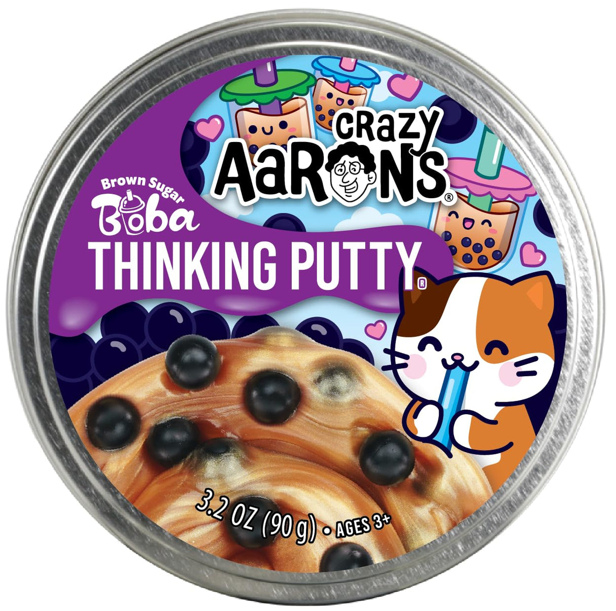 Crazy Aaron’s 4” Brown Sugar Boba Thinking Putty 90 Grams - Never Dries Out - Sensory Play Putty - Creative Toy for Kids and Adults - Crazy Aaron’s Thinking Putty® - Made in The USA