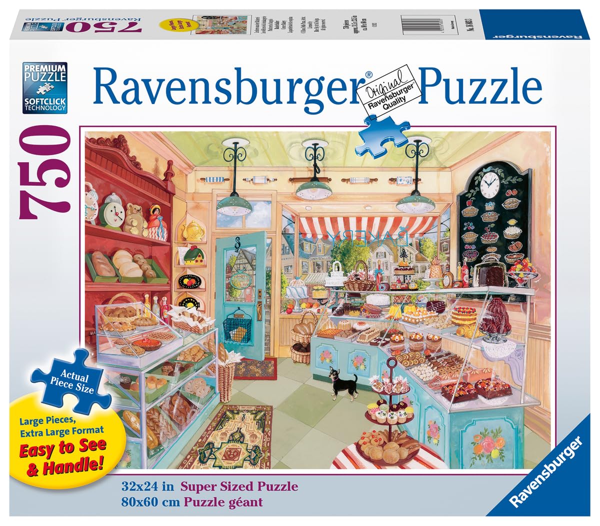 Ravensburger Corner Bakery Jigsaw Puzzle - 750 Large Format Pieces for Adults | Unique Softclick Technology | Vibrant, Glare-Free Imagery | Perfect for Family Time | Artwork by Elissa Della-Piana