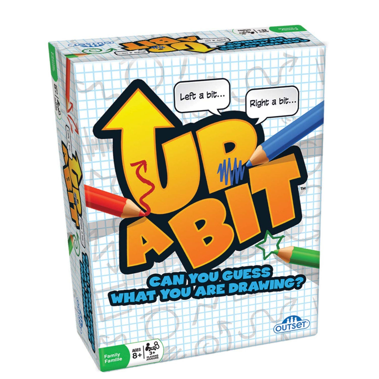 Outset Media Up a Bit Drawing Card Game - Describe an Object to Draw and Guess - Family Guessing Game Ages 8+ - Contains 100 Objects Cards, 250 Double Sided Grid Sheets