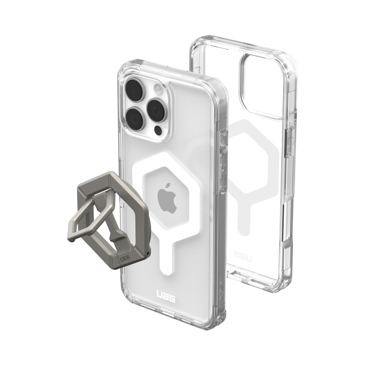 Urban Armor Gear (uag) - Plyo Magsafe Case And Ring Stand For Apple Iphone 16 Pro Max - Ice White And Titanium