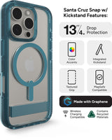 Zagg - Santa Cruz Snap Magsafe Case With Kickstand For Apple Iphone 16 Pro - Retro Blue