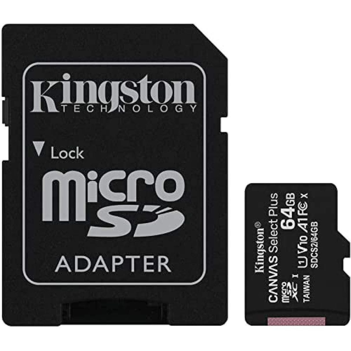 Kingston - Microsdxc Canvas Select Plus 64gb Memory Card And Adapter - Black