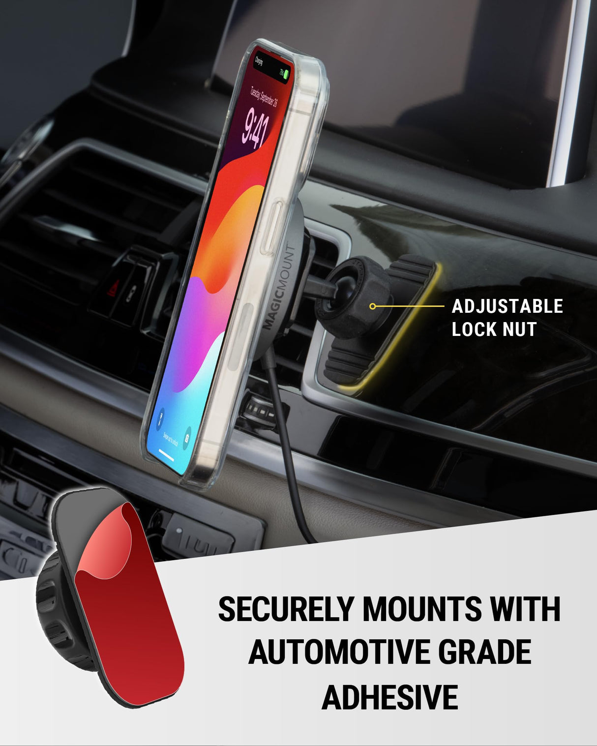 Scosche - Magicmount Pro Qi2 Wireless Charger Dash/vent Mount - Black