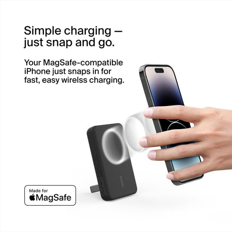 Belkin - Boost Up Charge Magnetic Wireless Power Bank And Stand 5,000 Mah - Black