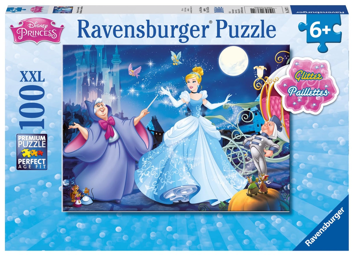 Ravensburger Disney Princess Cinderella Glitter Jigsaw Puzzle - 100 Unique Pieces | Perfect Fit | Enhances Concentration & Creativity | Eco-Friendly | Ideal for Kids