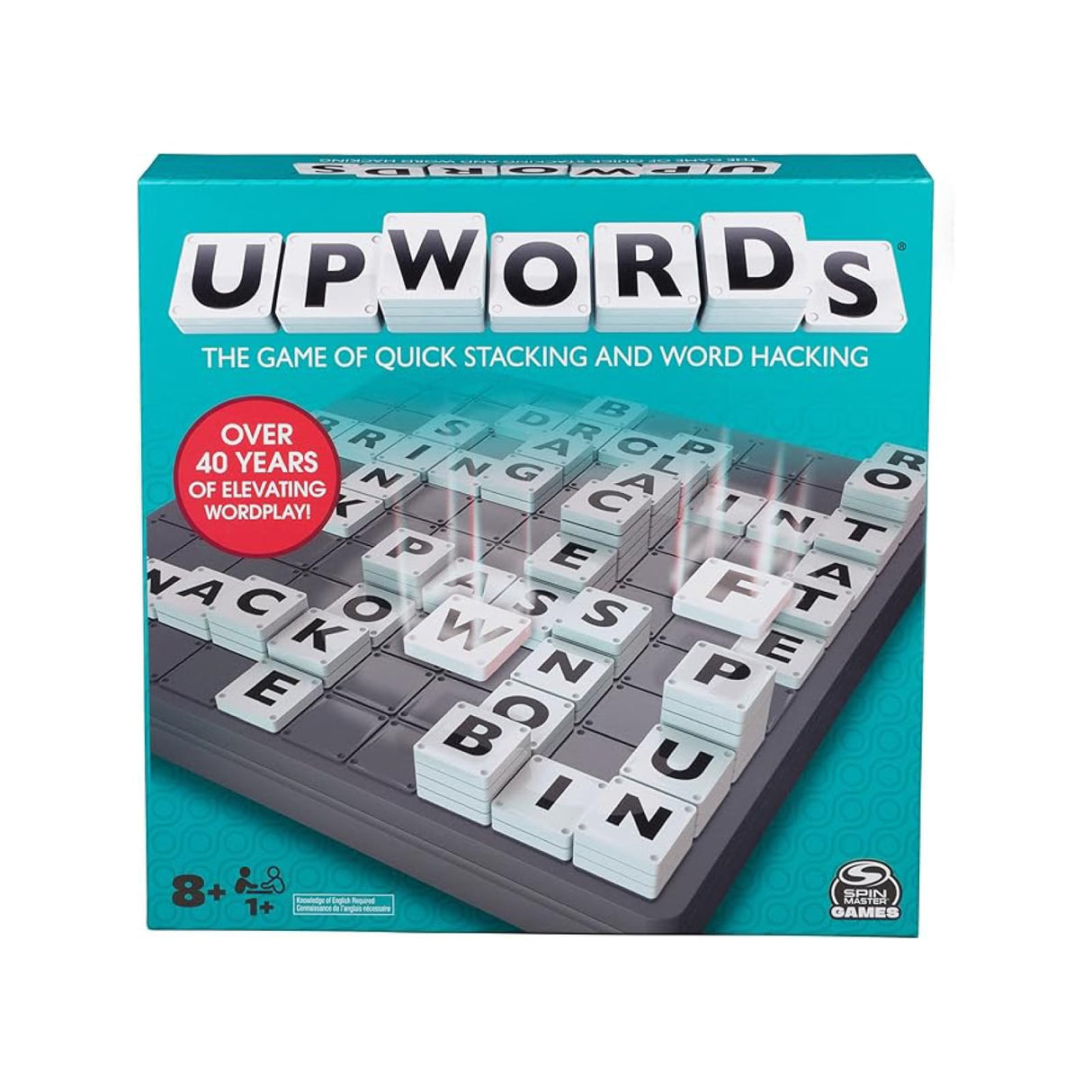 Upwords, The Game of Quick Stacking & Word Hacking with Stackable Letter Tiles, 2022 Edition | Word Games | Board Games for Kids 8-12 | Family Games for Ages 8+