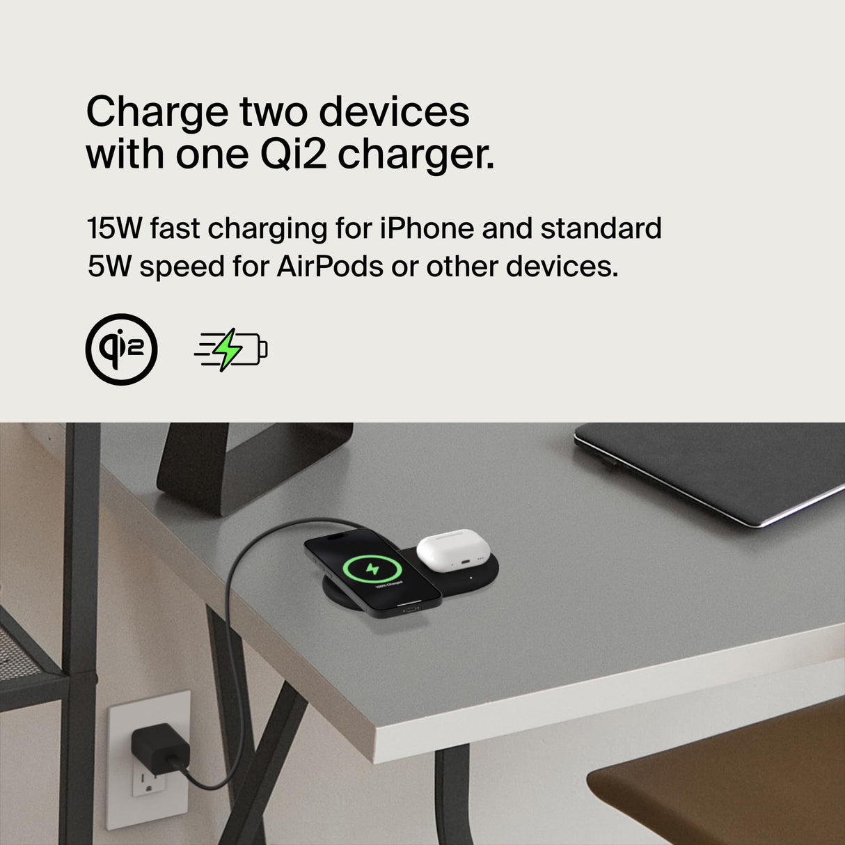 Belkin - Boost Charge Pro 2 In 1 Magnetic Wireless Charging Pad With Qi2 15w - Black