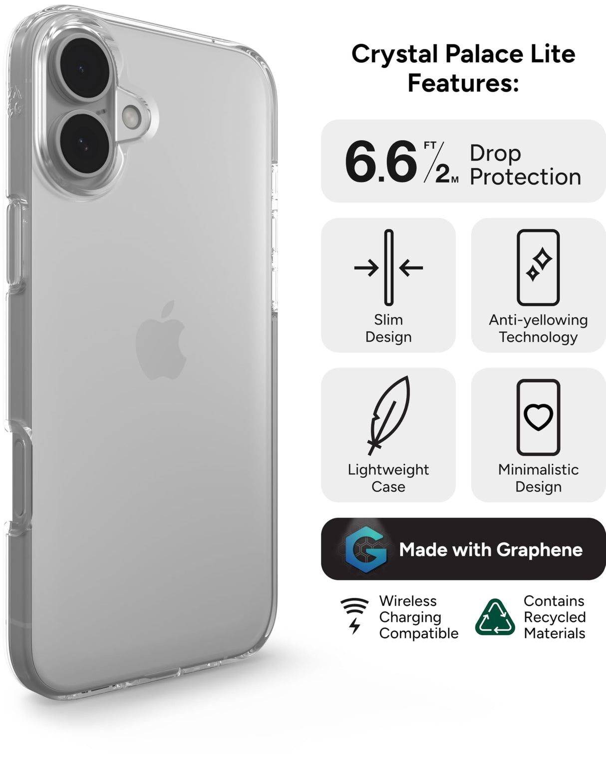 Zagg - Crystal Palace Lite Case For Apple Iphone 16 Plus - Clear