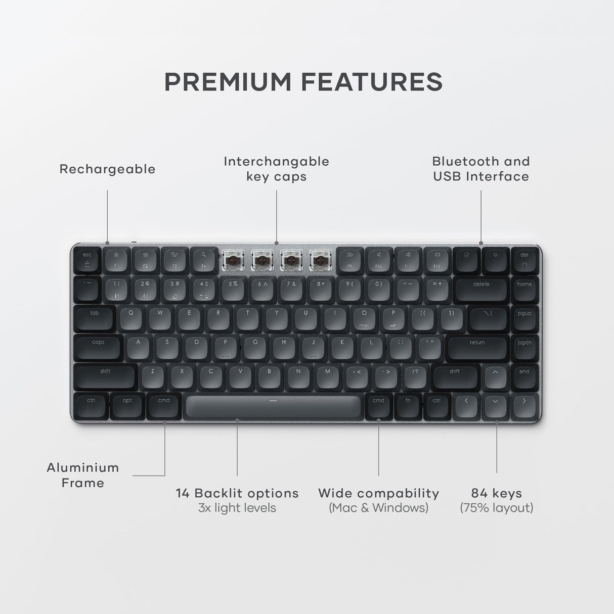 Satechi - Sm1 Slim Mechanical Backlit Bluetooth Keyboard - Dark