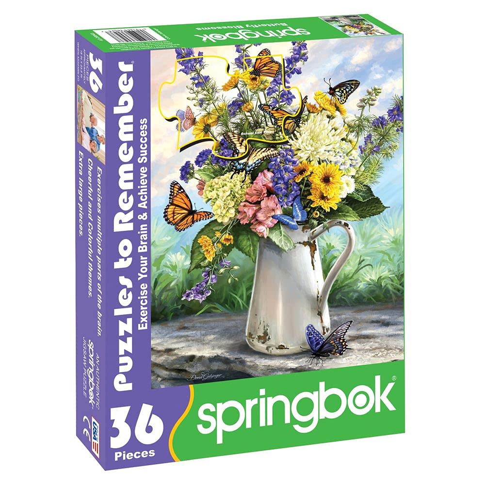 Springbok Puzzle to Remember - Alzheimer & Dementia Activity - 36 Piece Jigsaw Puzzle Butterfly Blossom - Made in USA