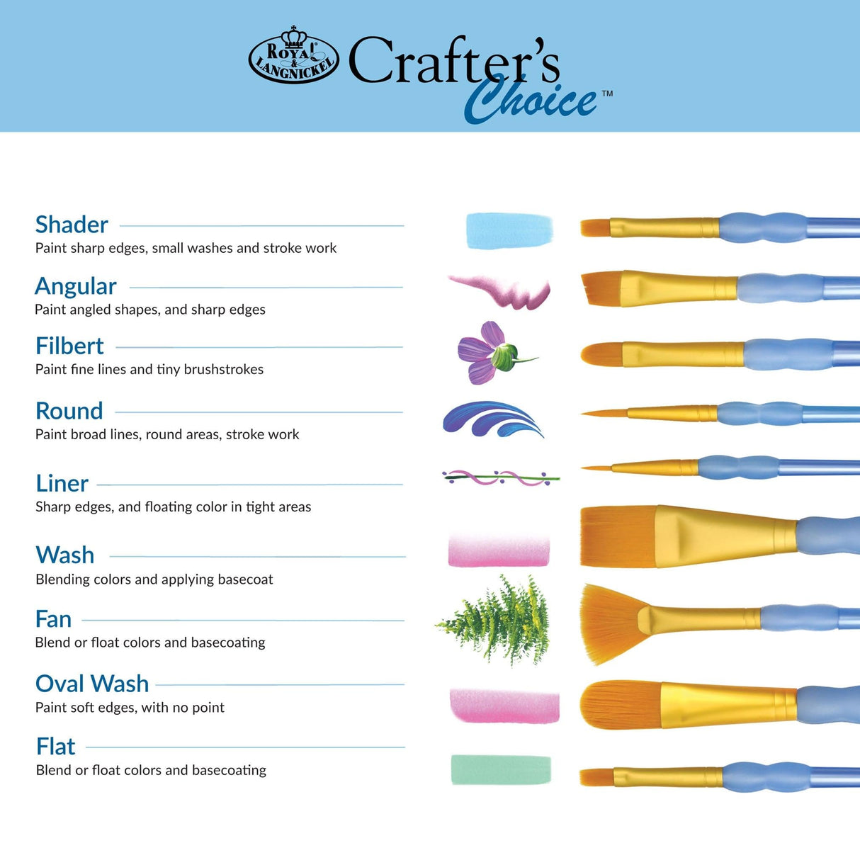 Crafter's Choice Gold Taklon Detail Brush Set - 4/Pkg