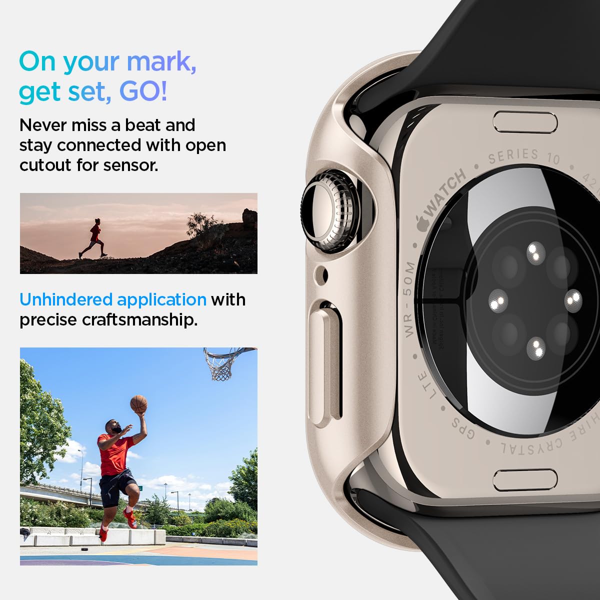 Spigen - Thin Fit Case For Apple Watch Series 10 42mm - Starlight