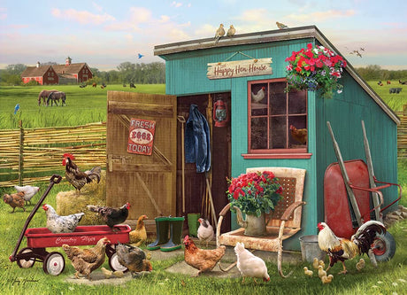 Cobble Hill 1000 Piece Puzzle - The Happy Hen House - Sample Poster Included