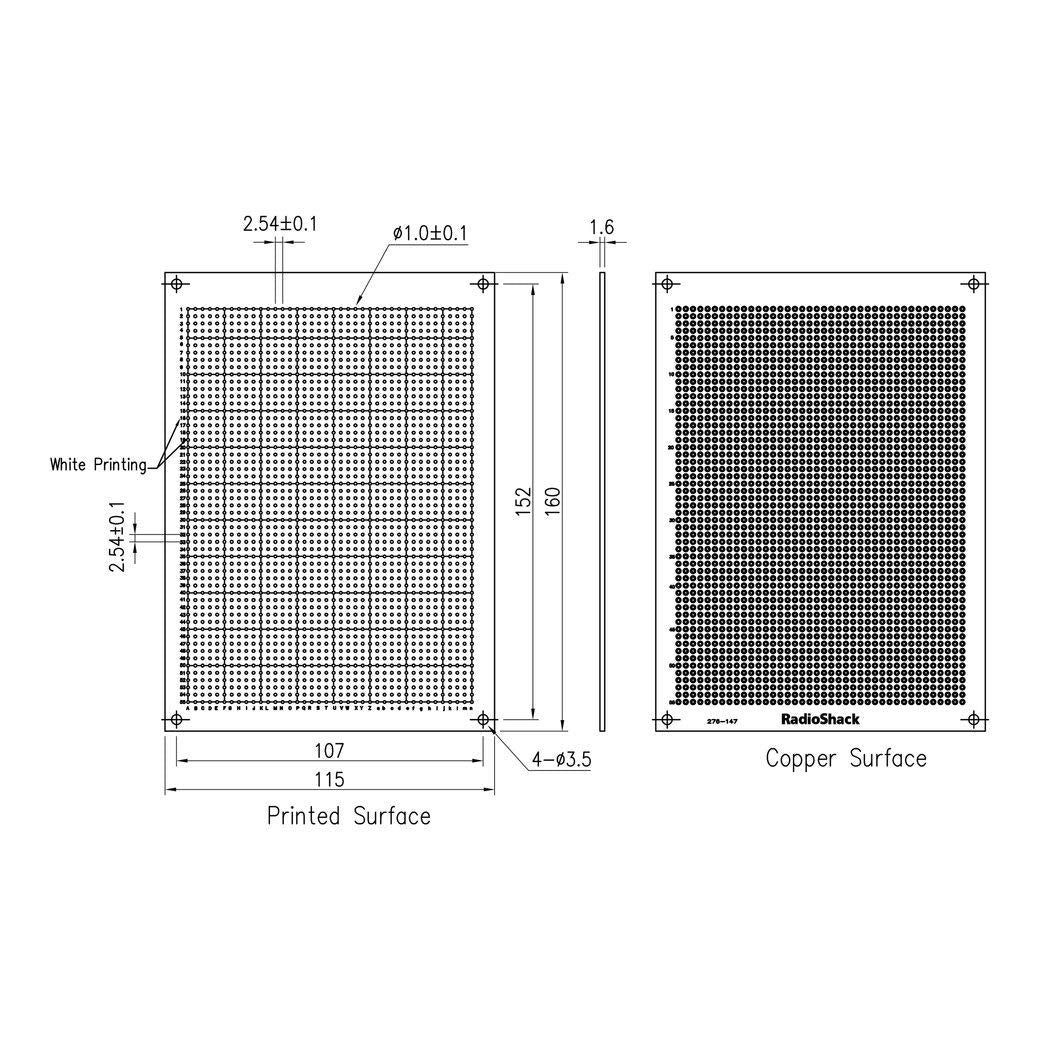 GENERAL-PURPOSE PROTOTYPING BOARD - 2,200 HOLES