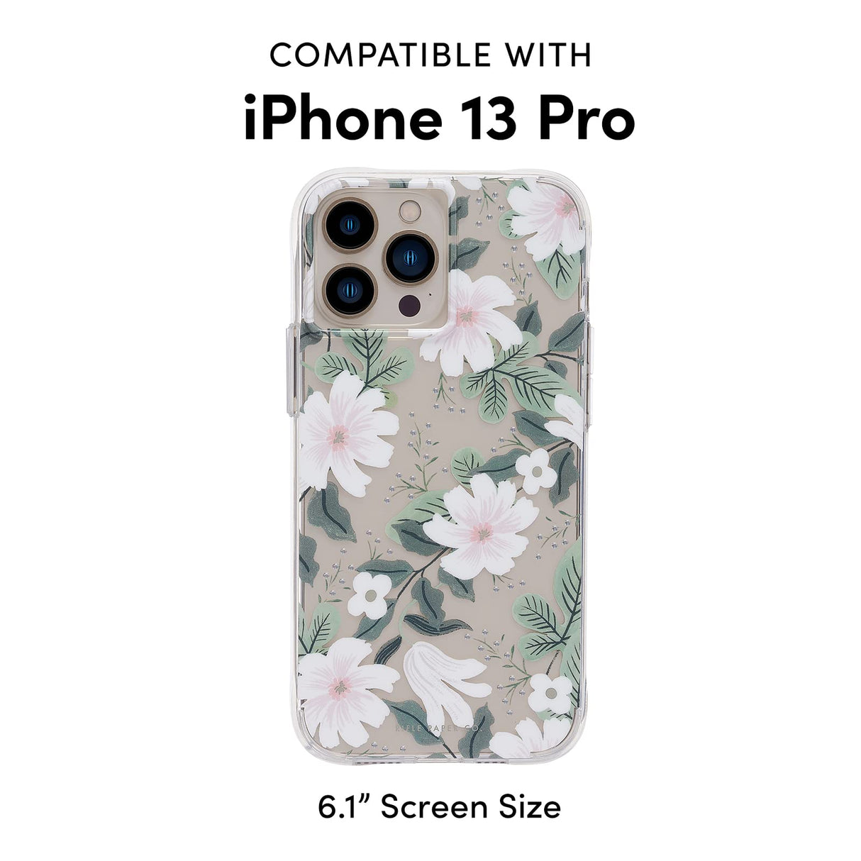 Rifle Paper Co. iPhone 13 Pro Case - 10ft Drop Protection with Wireless Charging - Luxury Floral 6.1" Cute Case for iPhone 13 Pro - Slim, Lightweight, Anti Scratch, Shock Absorbing Materials - Willow