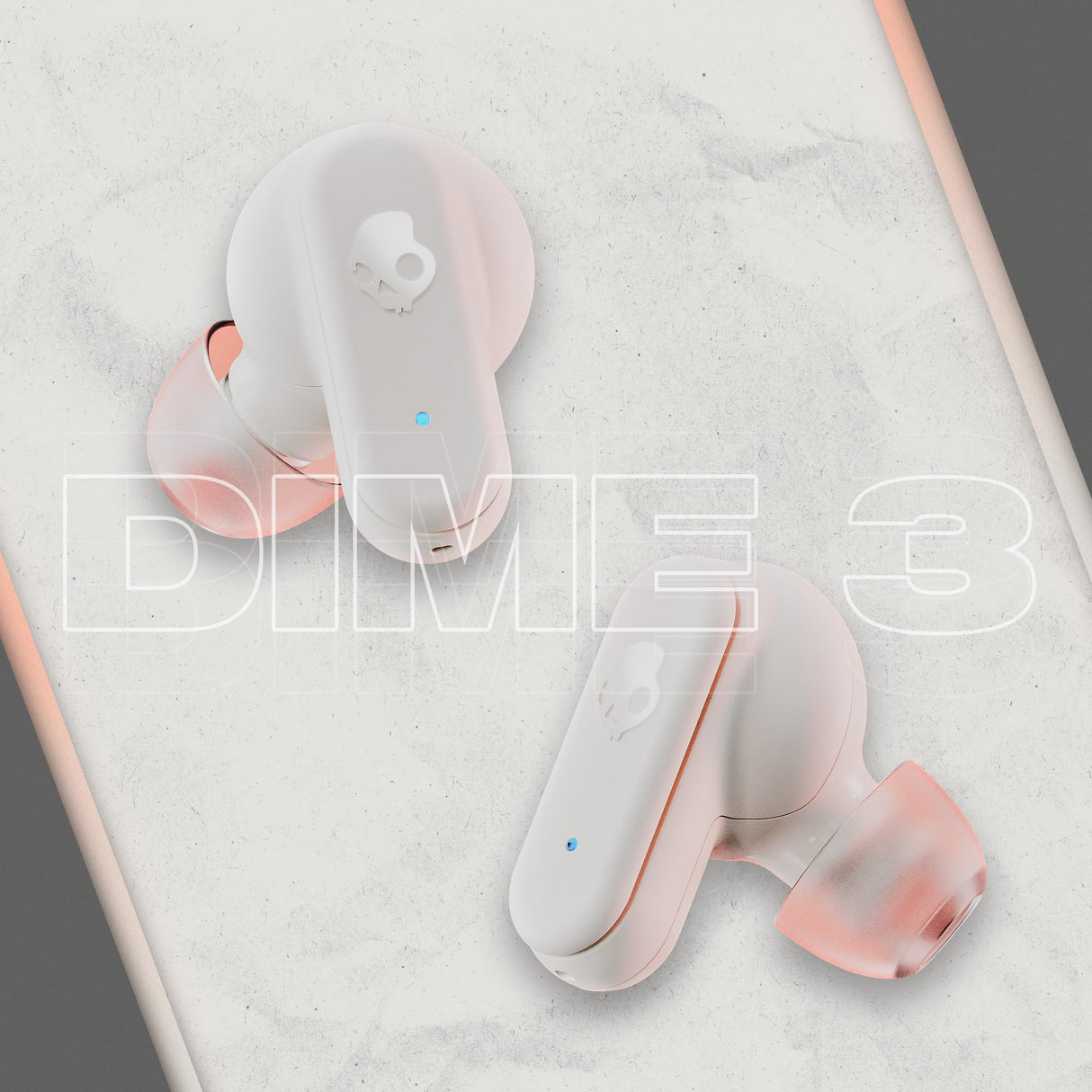 Skullcandy - Dime 3 True Wireless In Ear Headphones - Bone And Orange Glow