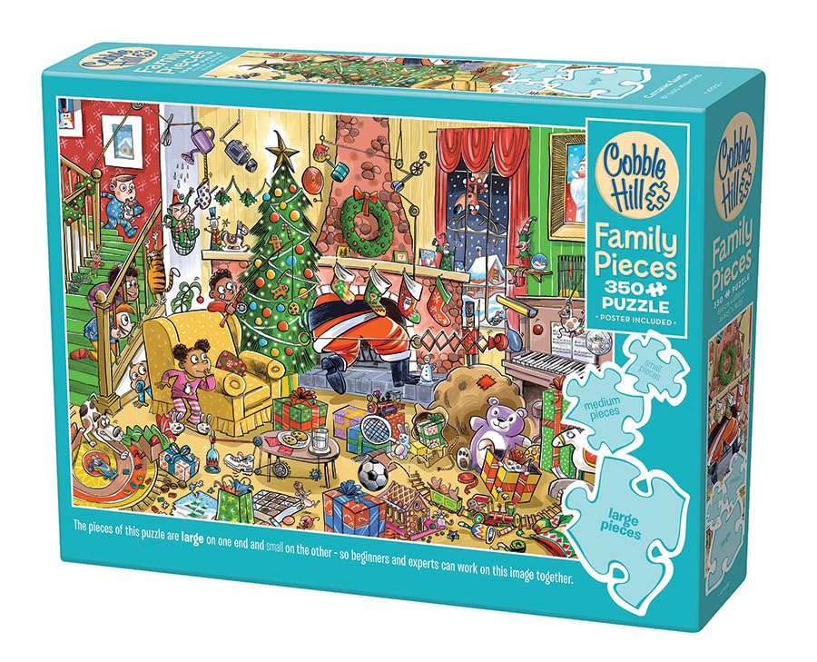 Cobble Hill Family Piece's 350 Puzzle - Catching Santa - Sample Poster Included