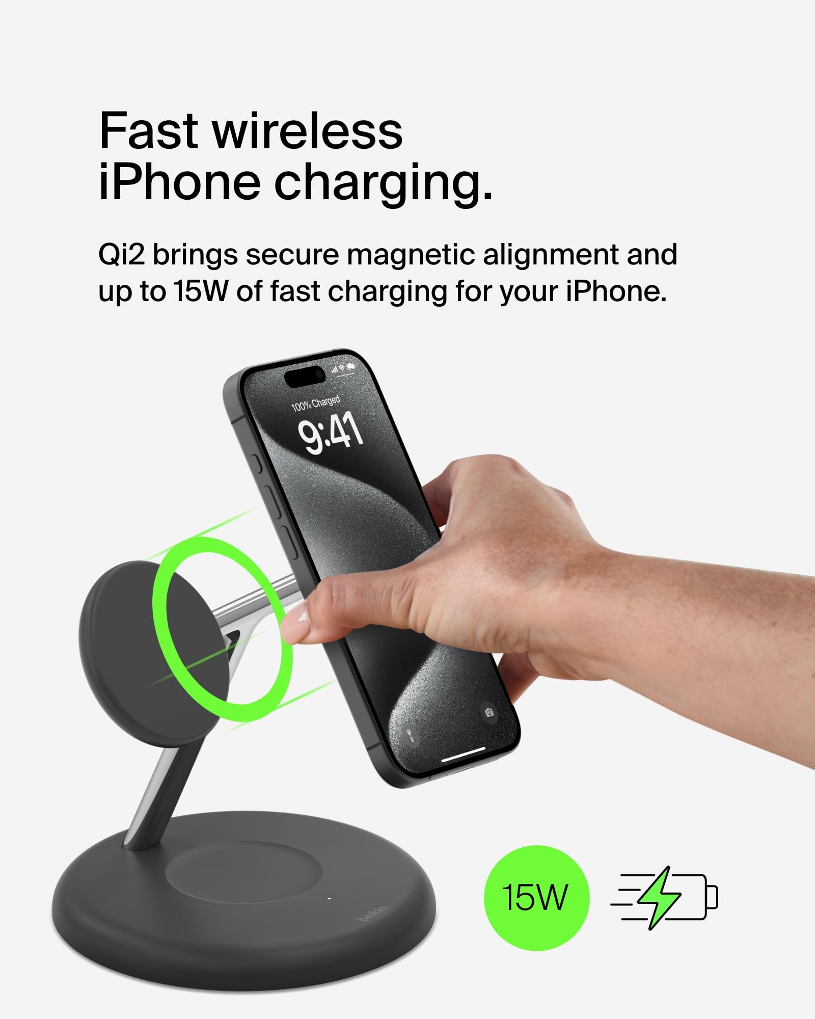 Belkin - Boost Charge Pro 3 In 1 Wireless Charging Stand With Qi2
