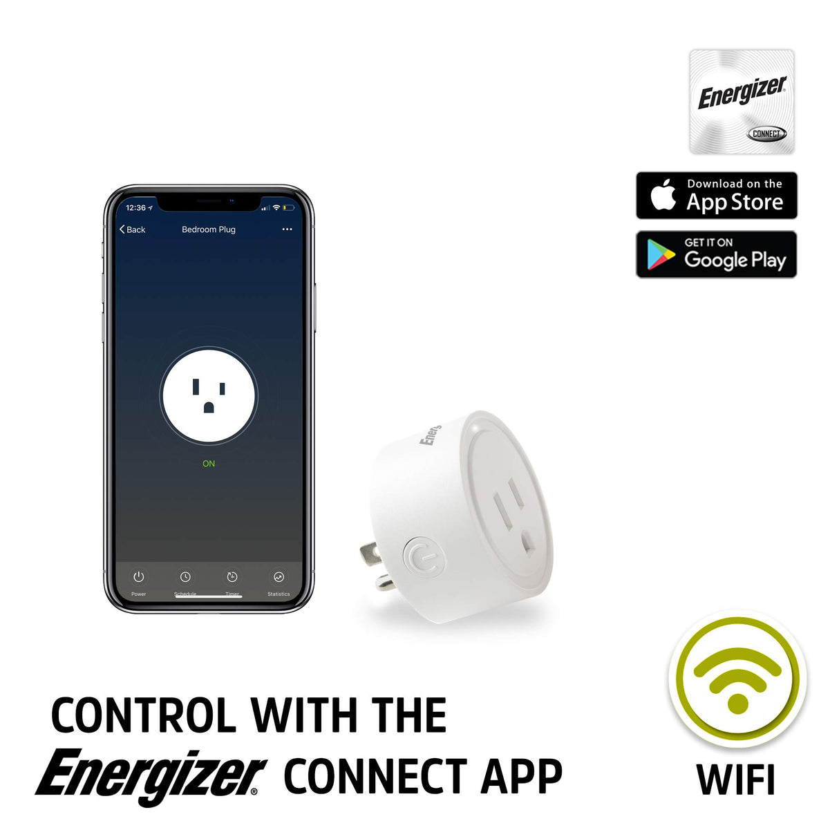 Energizer Connect Smart WiFi Plug 4 Pack, Mobile Connect App Enabled, Voice Controlled, Alexa, Echo, Siri, Hey Google Enabled, No Hub Required, Mini Outlet 15-Watt, 2.4GHz, ETL & FCC Certified