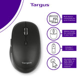 TARGUS MULTI DEVICE MIDSIZE COMFORT - MOUSE - ANTIMICROBIAL - BLUETOOTH, 2.4 GHZ