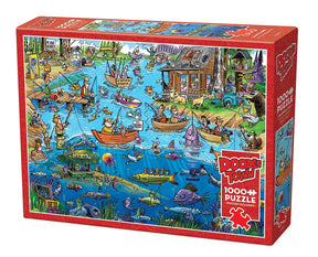 Cobble Hill 1000 Piece Puzzle - DoodleTown: Gone Fishing - Sample Poster Included