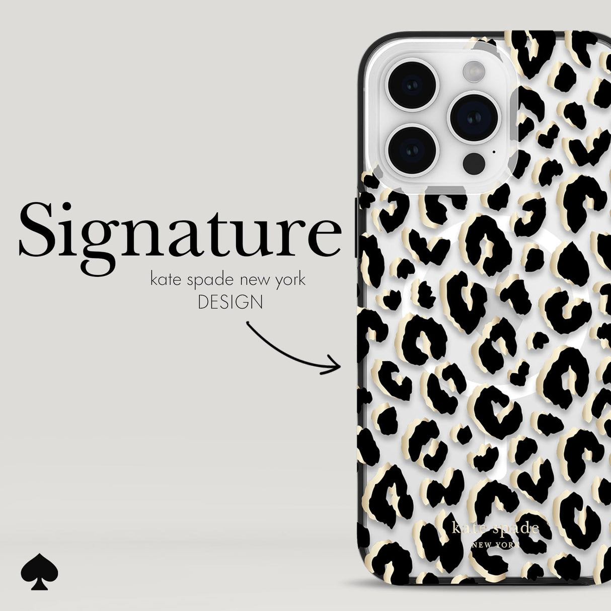 Kate Spade - New York Protective Hardshell Magsafe Case For Apple Iphone 15 Pro Max - City Leopard Black