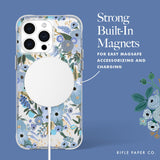 Rifle Paper Co - Magsafe Case For Apple Iphone 15 Pro Max - Garden Party Blue