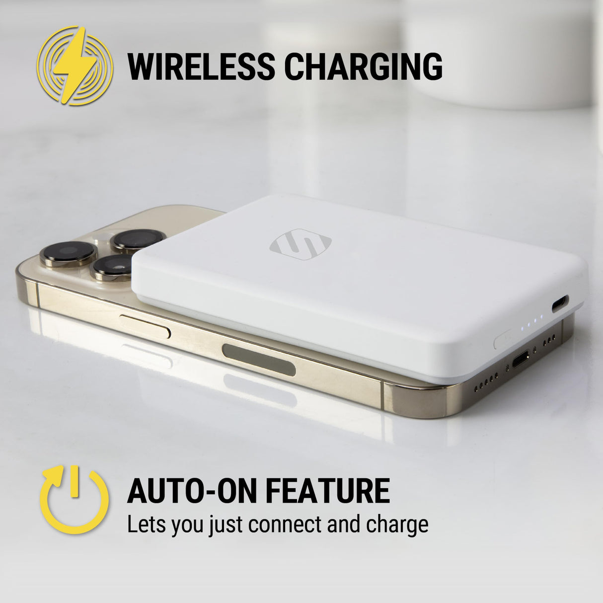 Scosche - Magnetic Wireless Charging Bank - White