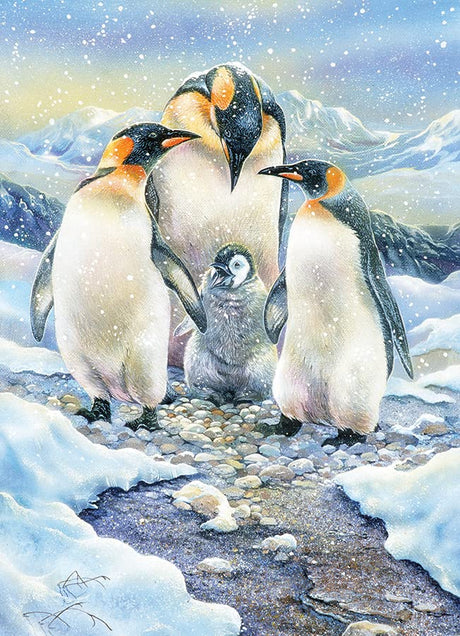 Cobble Hill Family Piece's 350 Puzzle - Penguin Family - Sample Poster Included