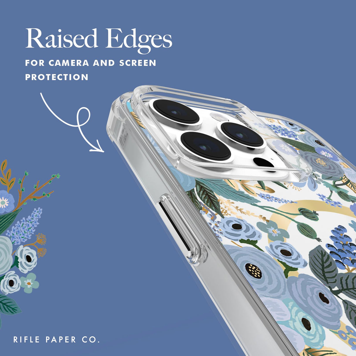 Rifle Paper Co - Magsafe Case For Apple Iphone 15 Pro Max - Garden Party Blue