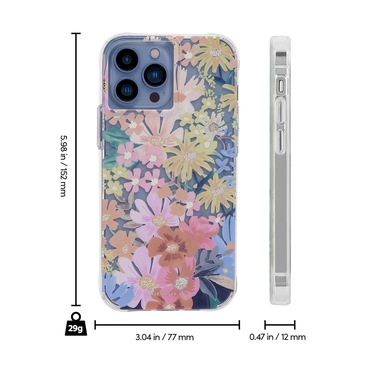 Rifle Paper Co. iPhone 13 Pro Case - 10ft Drop Protection with Wireless Charging - Luxury Floral Print 6.1" Cute Case for iPhone 13 Pro - Slim, Anti Scratch, Shock Absorbing Materials - Marguerite