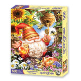 Springbok's 500 Piece Jigsaw Puzzle Gnome Worries Bee Happy - Made in USA