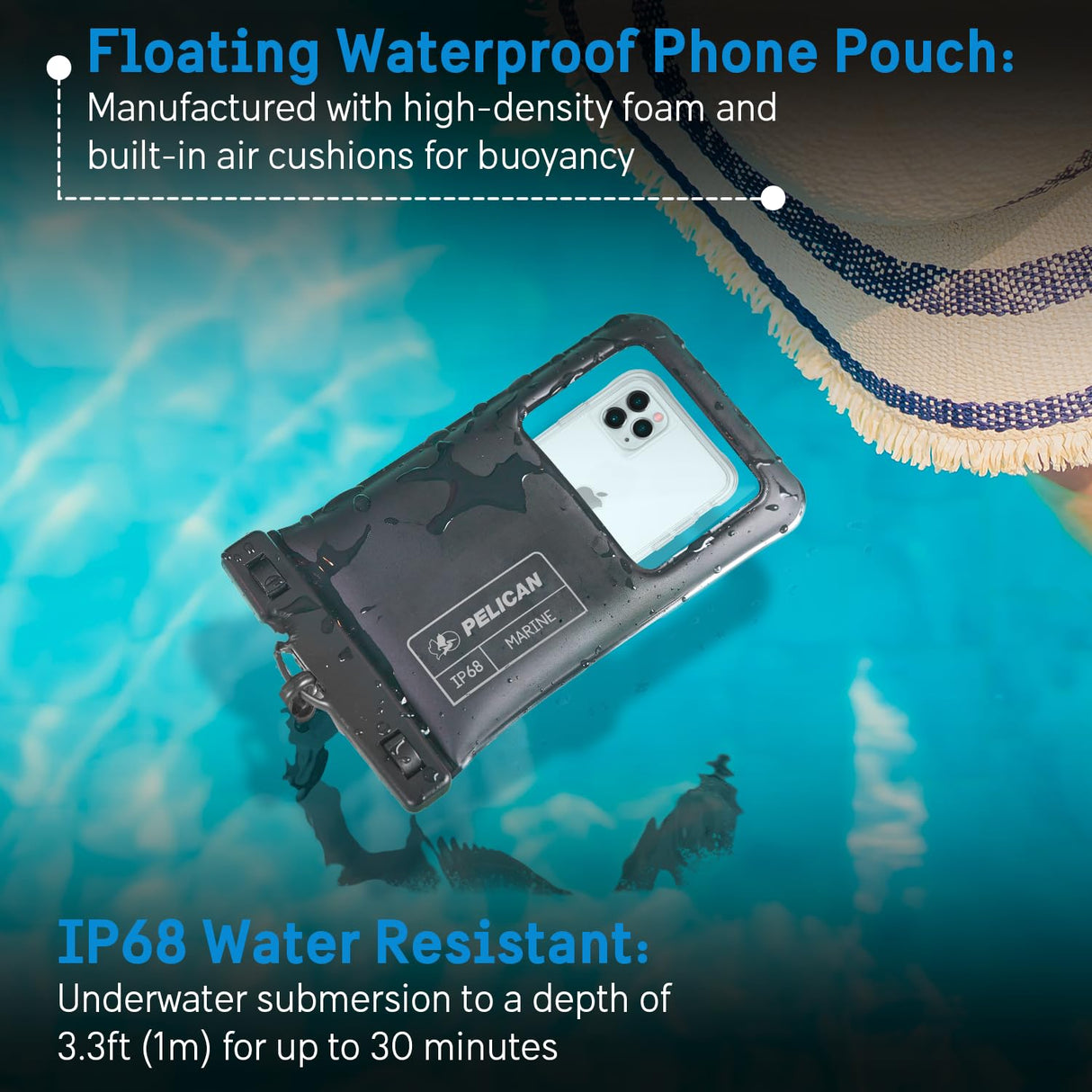 Pelican - Marine Waterproof Floating Phone Pouch Xl - Stealth Black