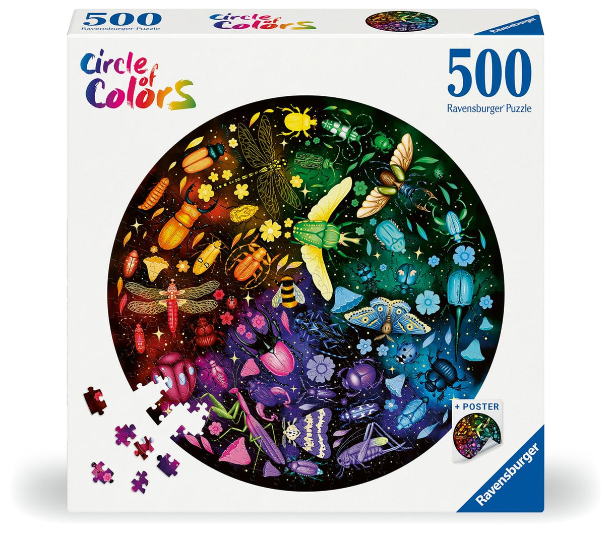 Ravensburger Circle of Colors: Insects 500 Piece Jigsaw Puzzle for Adults - 12000820 - Handcrafted Tooling, Made in Germany, Every Piece Fits Together Perfectly