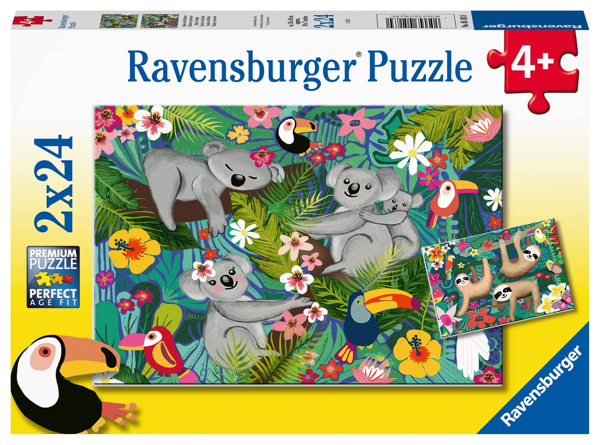 Ravensburger Koalas and Sloths 2 x 24 Piece Jigsaw Puzzle Set for Kids ...