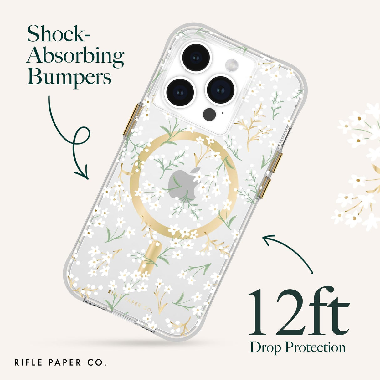 Rifle Paper Co - Magsafe Case For Apple Iphone 15 Pro - Petite Fleurs