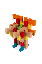 Janod 100 Piece Wooden Building Kit with Notched Blocks - Ages 6+