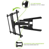 Kanto PDX700 Full Motion TV Wall Mount for 42-inch to 100-inch TVs | Supports up to 150 lbs | Swivel up to 90° | Tilt +15°/-3° | Black